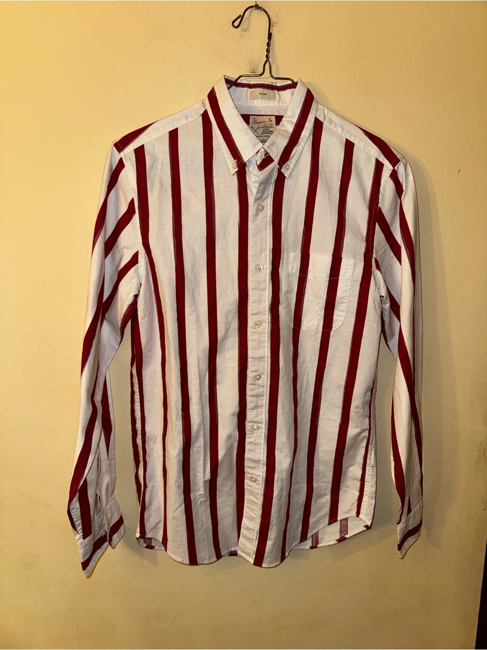 J Crew Men’s Striped Oxford, Slim Small